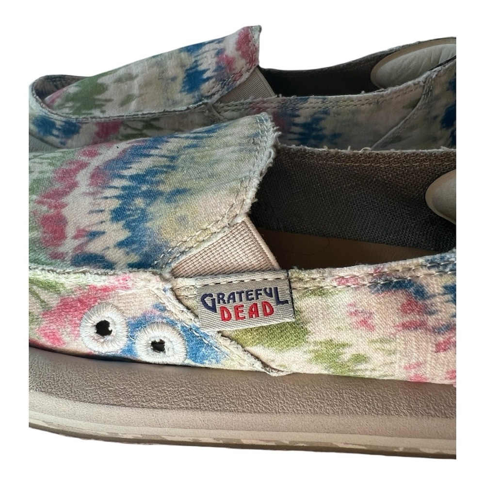 SANUK x Grateful Dead Tie Dye Hemp Slip On Foam Comfort Blue Green Pink Size 6 - Picture 4 of 5
